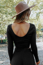Load image into Gallery viewer, Black Solid Color Ribbed Crop Top Long Pants Set - Fashion Queen -  2
