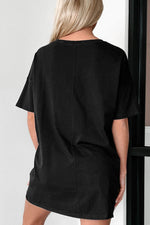 Load image into Gallery viewer, Black Solid Color Round Neck Basic Tunic T Shirt - Fashion Queen -  2
