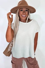 Load image into Gallery viewer, Black Solid Color Sweater Tee with Side Slits - Fashion Queen -  10
