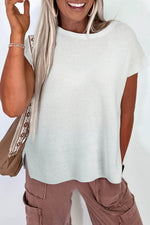 Load image into Gallery viewer, Black Solid Color Sweater Tee with Side Slits - Fashion Queen -  8
