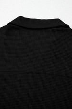 Load image into Gallery viewer, Black Solid Color Textured Buttoned Shirt and Casual Pants Set - Fashion Queen -  8
