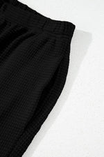 Load image into Gallery viewer, Black Solid Color Textured Buttoned Shirt and Casual Pants Set - Fashion Queen -  9
