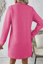Load image into Gallery viewer, Black Solid Color Textured Long Sleeve Shift Dress - Fashion Queen -  11
