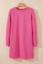 Load image into Gallery viewer, Black Solid Color Textured Long Sleeve Shift Dress - Fashion Queen -  12
