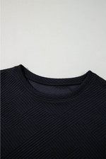 Load image into Gallery viewer, Black Solid Color Textured Long Sleeve Shift Dress - Fashion Queen -  14
