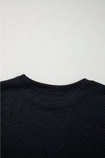 Load image into Gallery viewer, Black Solid Color Textured Long Sleeve Shift Dress - Fashion Queen -  15

