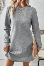 Load image into Gallery viewer, Black Solid Color Textured Long Sleeve Shift Dress - Fashion Queen -  22
