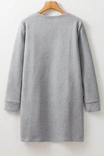 Load image into Gallery viewer, Black Solid Color Textured Long Sleeve Shift Dress - Fashion Queen -  24
