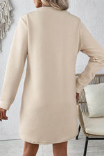 Load image into Gallery viewer, Black Solid Color Textured Long Sleeve Shift Dress - Fashion Queen -  8
