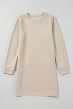Load image into Gallery viewer, Black Solid Color Textured Long Sleeve Shift Dress - Fashion Queen -  9
