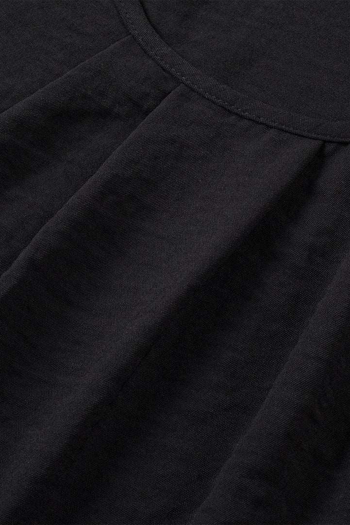 Black Solid Color Textured Pleated Flutter Sleeve Blouse - Fashion Queen -  18