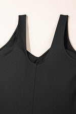 Load image into Gallery viewer, Black Solid Color U Neck Padded Plus Size One Piece Swimsuit - Fashion Queen -  18
