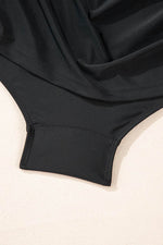 Load image into Gallery viewer, Black Solid Color U Neck Padded Plus Size One Piece Swimsuit - Fashion Queen -  20
