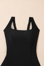 Load image into Gallery viewer, Black Solid Criss Cross Backless Square Neck One Piece Swimsuit - Fashion Queen -  26
