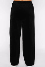 Load image into Gallery viewer, Black Solid Drawstring Waist Wide Leg Pants - Fashion Queen -  12
