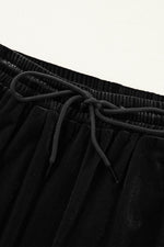 Load image into Gallery viewer, Black Solid Drawstring Waist Wide Leg Pants - Fashion Queen -  18
