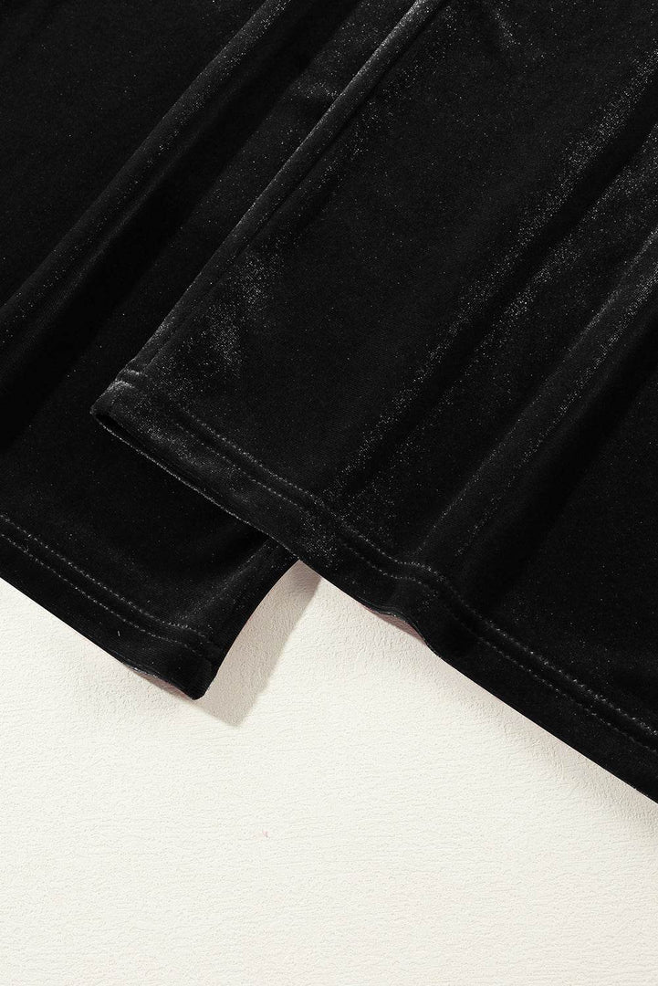 Black Solid Drawstring Waist Wide Leg Pants - Fashion Queen -  20