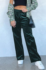 Load image into Gallery viewer, Black Solid Drawstring Waist Wide Leg Pants - Fashion Queen -  29
