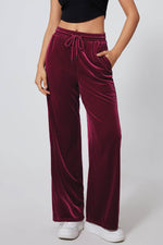 Load image into Gallery viewer, Black Solid Drawstring Waist Wide Leg Pants - Fashion Queen -  7
