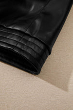 Load image into Gallery viewer, Black Solid Faux Leather Zipper Slim Fit Bomber Jacket - Fashion Queen -  20
