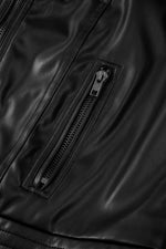 Load image into Gallery viewer, Black Solid Faux Leather Zipper Slim Fit Bomber Jacket - Fashion Queen -  21
