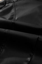 Load image into Gallery viewer, Black Solid Faux Leather Zipper Slim Fit Bomber Jacket - Fashion Queen -  24
