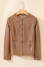 Load image into Gallery viewer, Black Solid Faux Leather Zipper Slim Fit Bomber Jacket - Fashion Queen -  26
