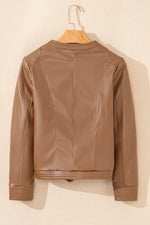 Load image into Gallery viewer, Black Solid Faux Leather Zipper Slim Fit Bomber Jacket - Fashion Queen -  27
