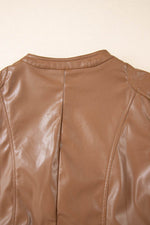 Load image into Gallery viewer, Black Solid Faux Leather Zipper Slim Fit Bomber Jacket - Fashion Queen -  28

