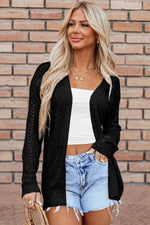 Load image into Gallery viewer, Black Solid Open Knit Cardigan - Fashion Queen -  1
