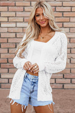 Load image into Gallery viewer, Black Solid Open Knit Cardigan - Fashion Queen -  10

