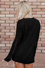 Load image into Gallery viewer, Black Solid Open Knit Cardigan - Fashion Queen -  2

