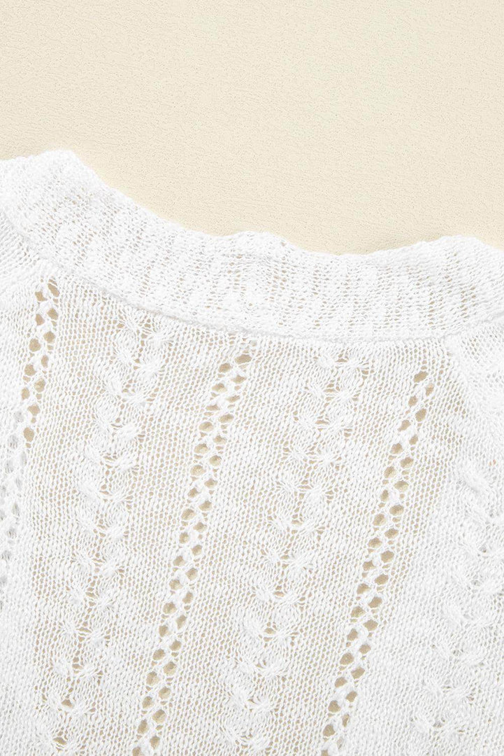 Black Solid Open Knit Cardigan - Fashion Queen -  20