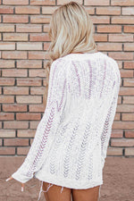 Load image into Gallery viewer, Black Solid Open Knit Cardigan - Fashion Queen -  4
