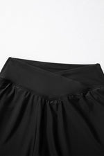 Load image into Gallery viewer, Black Solid Pocketed Crossover High Waist Swim Skort - Fashion Queen -  15
