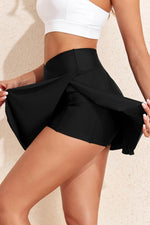 Load image into Gallery viewer, Black Solid Pocketed Crossover High Waist Swim Skort - Fashion Queen -  4
