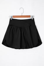 Load image into Gallery viewer, Black Solid Pocketed Crossover High Waist Swim Skort - Fashion Queen -  8
