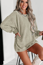 Load image into Gallery viewer, Black Solid Ribbed Knit Round Neck Pullover Sweatshirt - Fashion Queen -  17
