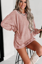 Load image into Gallery viewer, Black Solid Ribbed Knit Round Neck Pullover Sweatshirt - Fashion Queen -  5
