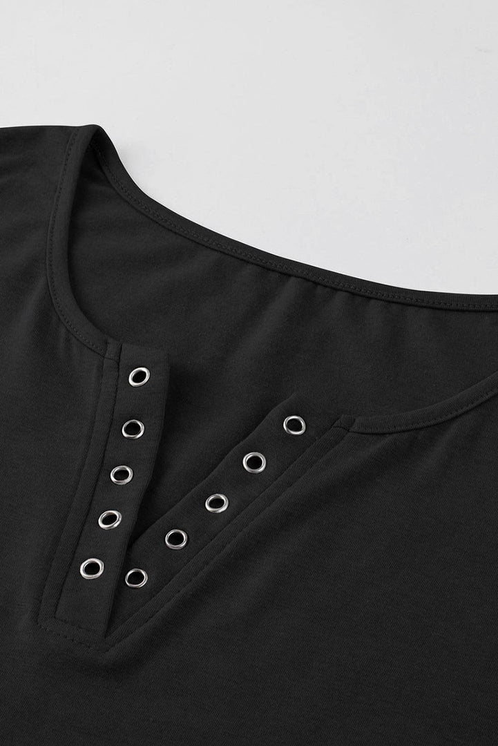 Black Solid Slim-fit V Neck Tank Top - Fashion Queen -  4