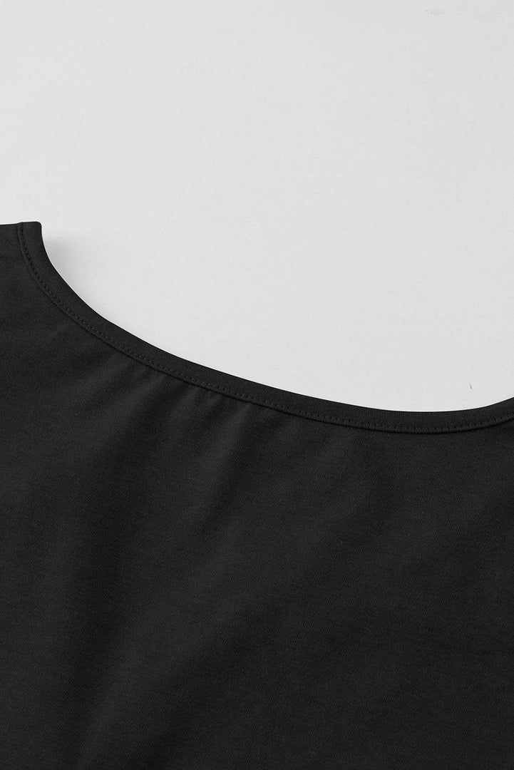 Black Solid Slim-fit V Neck Tank Top - Fashion Queen -  7