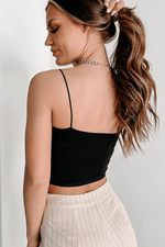 Load image into Gallery viewer, Black Spaghetti Strap Skinny Fit Cropped Tank Top - Fashion Queen -  2

