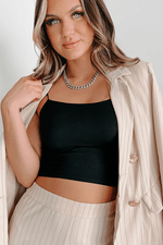 Load image into Gallery viewer, Black Spaghetti Strap Skinny Fit Cropped Tank Top - Fashion Queen -  3

