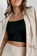 Load image into Gallery viewer, Black Spaghetti Strap Skinny Fit Cropped Tank Top - Fashion Queen -  4
