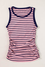 Load image into Gallery viewer, Black Stripe Contrast Round Neck Sleeveless Slim Top - Fashion Queen -  10
