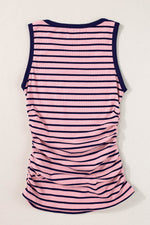 Load image into Gallery viewer, Black Stripe Contrast Round Neck Sleeveless Slim Top - Fashion Queen -  11
