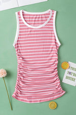 Load image into Gallery viewer, Black Stripe Contrast Round Neck Sleeveless Slim Top - Fashion Queen -  22
