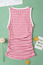 Load image into Gallery viewer, Black Stripe Contrast Round Neck Sleeveless Slim Top - Fashion Queen -  23
