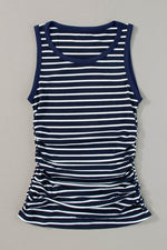 Load image into Gallery viewer, Black Stripe Contrast Round Neck Sleeveless Slim Top - Fashion Queen -  30
