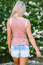 Load image into Gallery viewer, Black Stripe Contrast Round Neck Sleeveless Slim Top - Fashion Queen -  5

